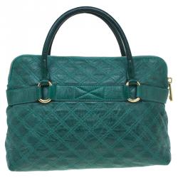 Pre Owned Marc Jacobs Green Quilted Leather Bruna Belted Tote