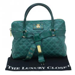 Pre Owned Marc Jacobs Green Quilted Leather Bruna Belted Tote