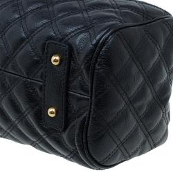 Pre Owned Marc Jacobs Black Quilted Leather Stam Satchel