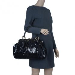 Pre Owned Marc Jacobs Black Sequin Stam Bag