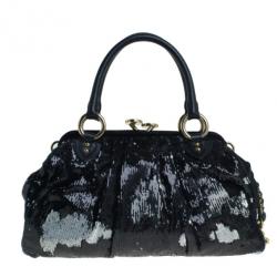 Pre Owned Marc Jacobs Black Sequin Stam Bag