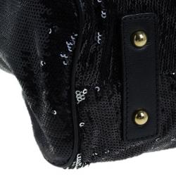 Pre Owned Marc Jacobs Black Sequin Stam Bag