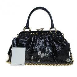 Pre Owned Marc Jacobs Black Sequin Stam Bag