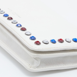 Marc Jacobs White Leather Studded Flap Crossbody Bag
