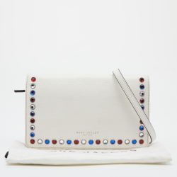 Marc Jacobs White Leather Studded Flap Crossbody Bag