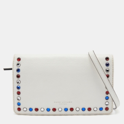 Marc Jacobs White Leather Studded Flap Crossbody Bag