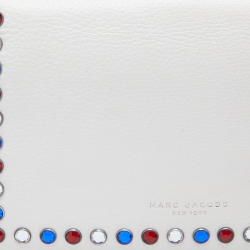 Marc Jacobs White Leather Studded Flap Crossbody Bag
