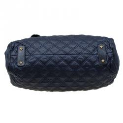 Marc Jacobs Dark Blue Quilted Coated Canvas Stam Satchel