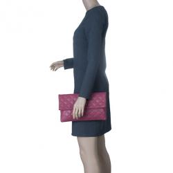 Pre Owned Marc Jacobs Pink Quilted Leather Large Convertible Eugenie Clutch
