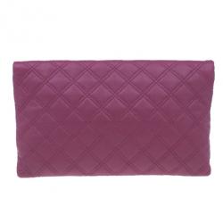 Pre Owned Marc Jacobs Pink Quilted Leather Large Convertible Eugenie Clutch