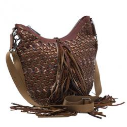 Pre Owned Marc Jacobs Brown Woven Leather Boho Hobo