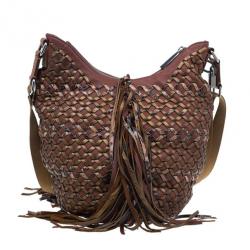 Pre Owned Marc Jacobs Brown Woven Leather Boho Hobo