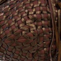 Pre Owned Marc Jacobs Brown Woven Leather Boho Hobo