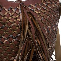 Pre Owned Marc Jacobs Brown Woven Leather Boho Hobo