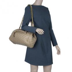 Pre Owned Marc Jacobs Beige Quilted Leather Stam Bag