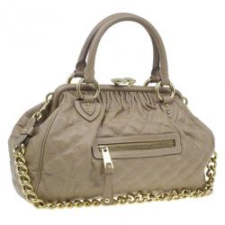 Pre Owned Marc Jacobs Beige Quilted Leather Stam Bag