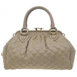 Pre Owned Marc Jacobs Beige Quilted Leather Stam Bag