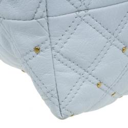 Pre Owned Marc Jacobs White Leather Large Rio Stardust Studded Satchel
