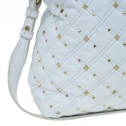 Pre Owned Marc Jacobs White Leather Large Rio Stardust Studded Satchel