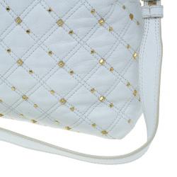 Pre Owned Marc Jacobs White Leather Large Rio Stardust Studded Satchel