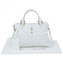 Pre Owned Marc Jacobs White Leather Large Rio Stardust Studded Satchel
