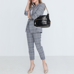 Pre Owned Marc Jacobs Black Quilted Glossy Leather Multipocket Hobo