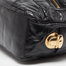 Pre Owned Marc Jacobs Black Quilted Glossy Leather Multipocket Hobo