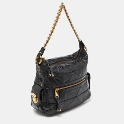 Pre Owned Marc Jacobs Black Quilted Glossy Leather Multipocket Hobo