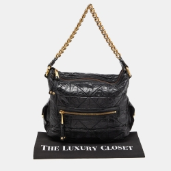 Pre Owned Marc Jacobs Black Quilted Glossy Leather Multipocket Hobo