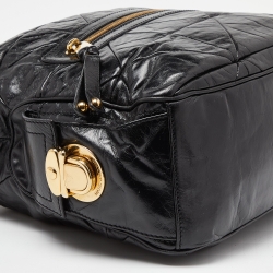 Pre Owned Marc Jacobs Black Quilted Glossy Leather Multipocket Hobo