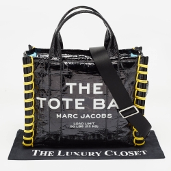 Pre Owned Marc Jacobs Black/Yellow Tarp Medium The Tote Bag