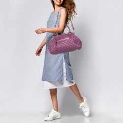 Pre Owned Marc Jacobs Purple Quilted Leather Stam Satchel