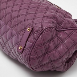 Pre Owned Marc Jacobs Purple Quilted Leather Stam Satchel