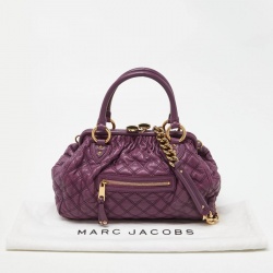 Pre Owned Marc Jacobs Purple Quilted Leather Stam Satchel