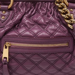 Pre Owned Marc Jacobs Purple Quilted Leather Stam Satchel