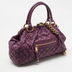 Pre Owned Marc Jacobs Purple Quilted Leather Stam Satchel