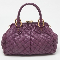 Pre Owned Marc Jacobs Purple Quilted Leather Stam Satchel