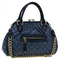 Pre Owned Marc Jacobs Blue Python Embossed Stam Satchel