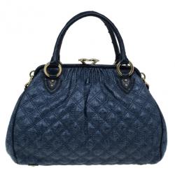 Pre Owned Marc Jacobs Blue Python Embossed Stam Satchel