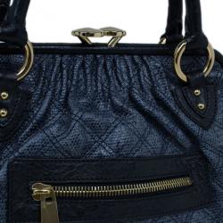 Pre Owned Marc Jacobs Blue Python Embossed Stam Satchel