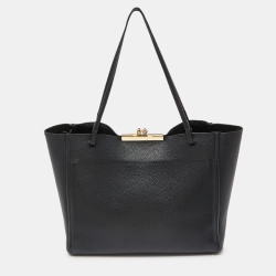 Marc Jacobs Black Leather The Kiss Shopper Tote