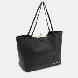 Marc Jacobs Black Leather The Kiss Shopper Tote