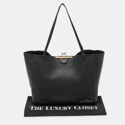 Marc Jacobs Black Leather The Kiss Shopper Tote