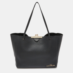 Marc Jacobs Black Leather The Kiss Shopper Tote