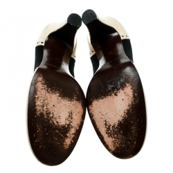 Pre Owned Marc Jacobs Black/White Leather Brogue Bow Detail Pumps Size 39