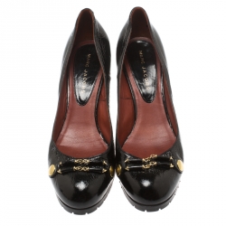 Marc Jacobs Black Patent Leather Block Heel Pumps Size 39.5