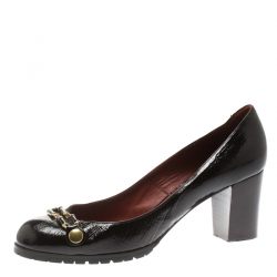 Marc Jacobs Black Patent Leather Block Heel Pumps Size 39.5