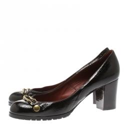Marc Jacobs Black Patent Leather Block Heel Pumps Size 39.5
