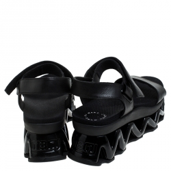 Marc by Marc Jacobs Black Leather Zigzag Platform Ankle Strap Sandals Size 38