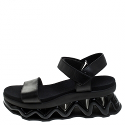 Marc by Marc Jacobs Black Leather Zigzag Platform Ankle Strap Sandals Size 38